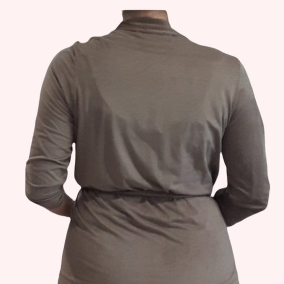 Faux Suede Long Cardigan Tie Waist Versatile Robe - Picture 3 of 7